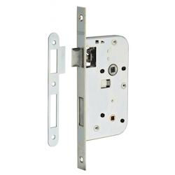 Serrure encastrable à condamnation pour porte de salle de bain et toilettes, axe 50 mm, bouts carrés, zingué - THIRARD - gris 3150260102017_0