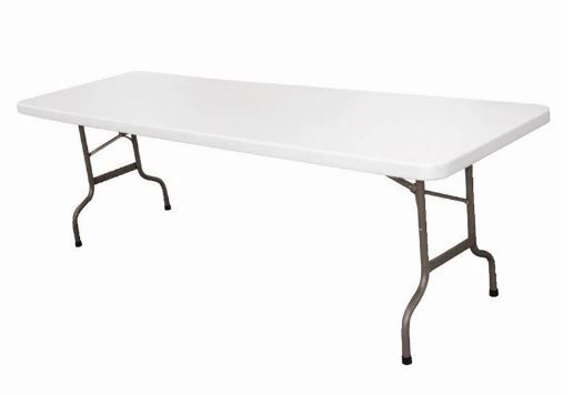 Table pliante 244 x 76 x 74cm - polypropylène 40mm blanc_0