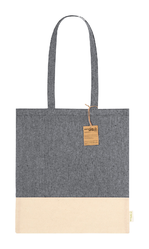 Tote bag en coton recyclé bicolore - anses longues - 100% coton recyclé 120 g/m²_0