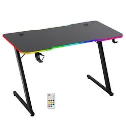 Amstrad DESK120Z-LED-AURORA Bureau informatique  avec retroéclairage RGB - Largeur 1m20 - Finition carbone - Télécommande - noir 3666630010351_0