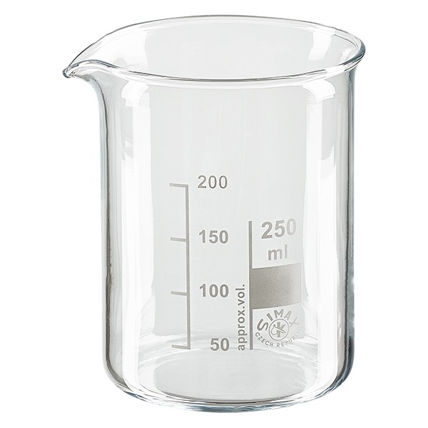 Bécher gradué en verre borosilicate 250 ml - Forme basse - Résistant à la chaleur - Article n°102597_0