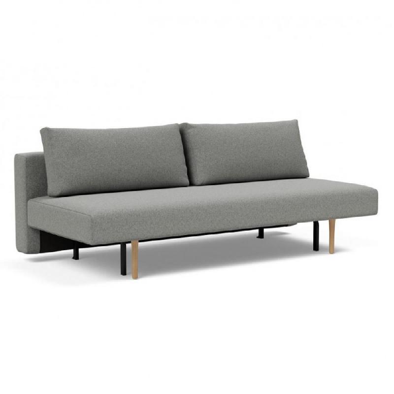 Canapé design CONLIX convertible lit 140x200 cm - Pieds chêne naturel - Tissu bouclé gris cendre - Confort moelleux et housse lavable_0