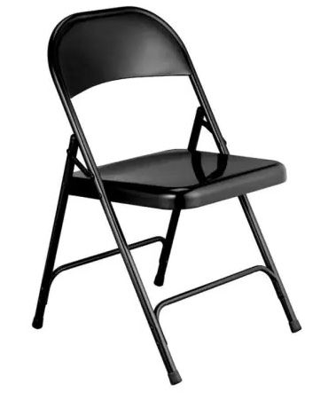 Chaise pliante noire Europ - structure en acier - finition peinture époxy - système d'accroche intégré_0