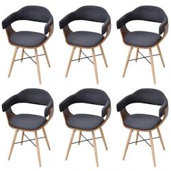 Décoshop26 - Lot de 6 chaises de salle à manger cuisine design chic bois courbé et tissu gris foncé CDS022435 - gris 3000027191535_0