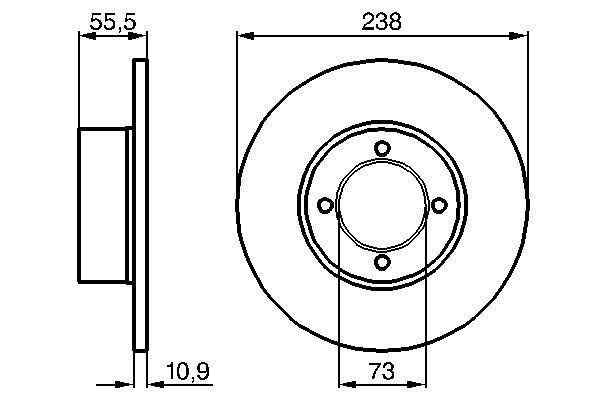 Disque de frein BOSCH 0986478079 - boîte de 2 disques - avant - plein - 4 trous - épaisseur 11 mm_0