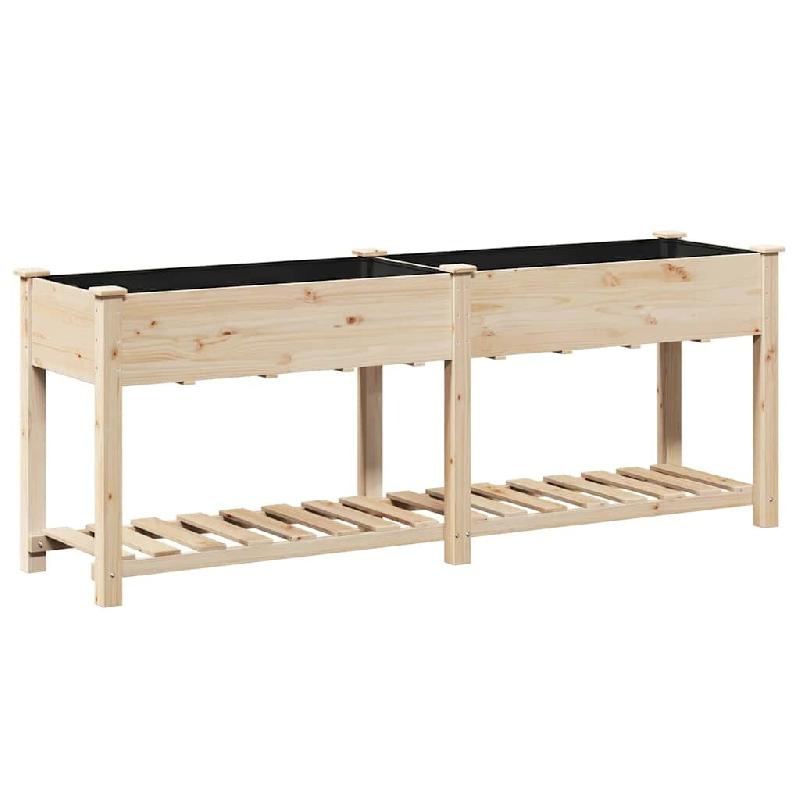 Helloshop26 - Cache-pot de jardin moderne avec étagère 203 x 53 x 76,5 cm utilisation extérieure style épuré en bois beige 02_0058841 - beige Boi_0