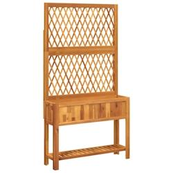 Helloshop26 - Jardinière bac lit surélevé plantes fleurs terrasse jardin avec treillis et étagère bois massif d'acacia marron 02_0038378 - 300021_0