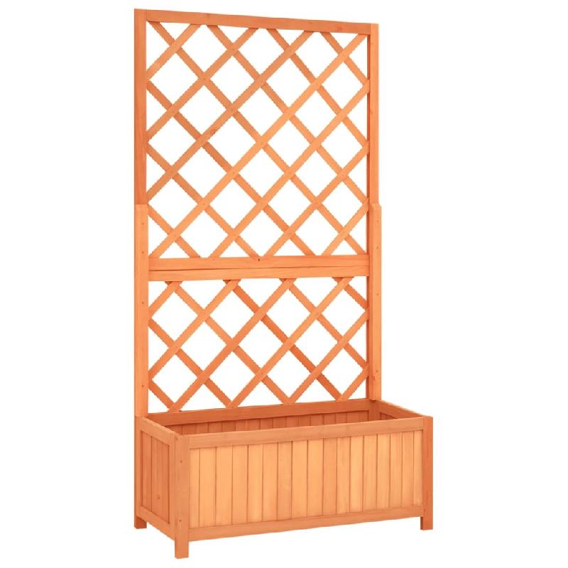 Jardinière à treillis en bois de sapin - marron 70 x 30 x 135 cm avec boîte à fleurs - 02_0000879_0