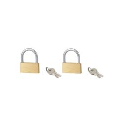 Lot de 2 cadenas BASIC à clé, base 40 mm, anse acier, s'entrouvrant, 2 clés/cad. - SERRUPRIX - doré 3150269792400_0