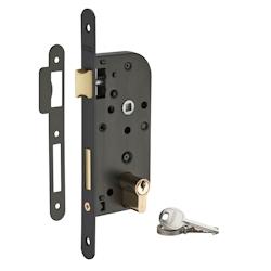 Serrure encastrable à cylindre pour porte d'entrée, axe 40mm, bouts ronds, cylindre 30x30mm, noir, 3 clés  - THIRARD - noir 3150260811049_0