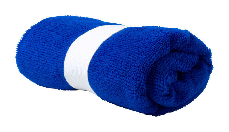 Serviette en microfibre 160 g/m² - 55 g - couleur bleue avec passant en caoutchouc_0