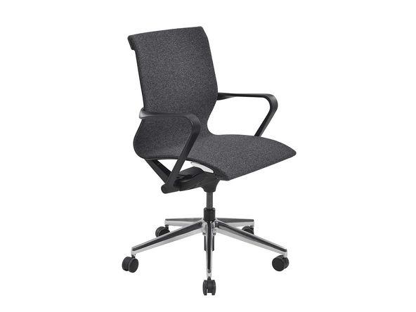 Siège de bureau William - piètement 5 branches en aluminium poli à roulettes - accoudoirs fixes - revêtement tissu aspect tricoté - garanti 3 ans_0