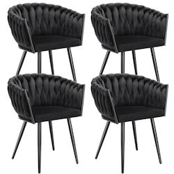 TecTake GmbH tectake Lot 4 chaises de salle à manger en velours design noué noires - 405528 - noir 405528_0