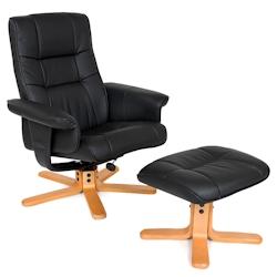 Tectake Fauteuil relax avec pied en croix - noir/beige -401058 - noir matière synthétique 401058_0