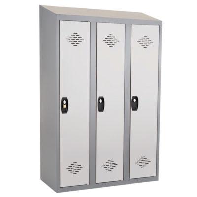 Vestiaires monobloc Confort Industrie salissante 3 cases, toit incliné, gris / gris_0