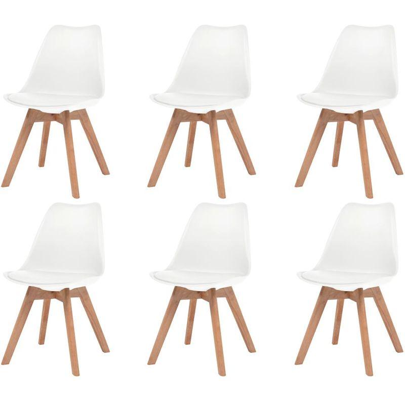 Chaise De Salle A Manger 6 Pcs Similicuir Bois Massif Blanc