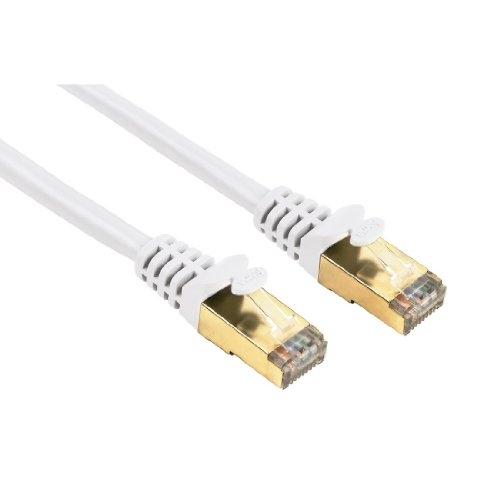Câble réseau RJ45 (8P8C) Cat 5e - STP blindé - Connecteurs plaqués or - Blanc - 10m - Hama_0