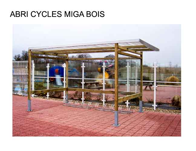 Abri vélo semi-ouvert miga bois / structure en bois / bardage en verre trempé_0