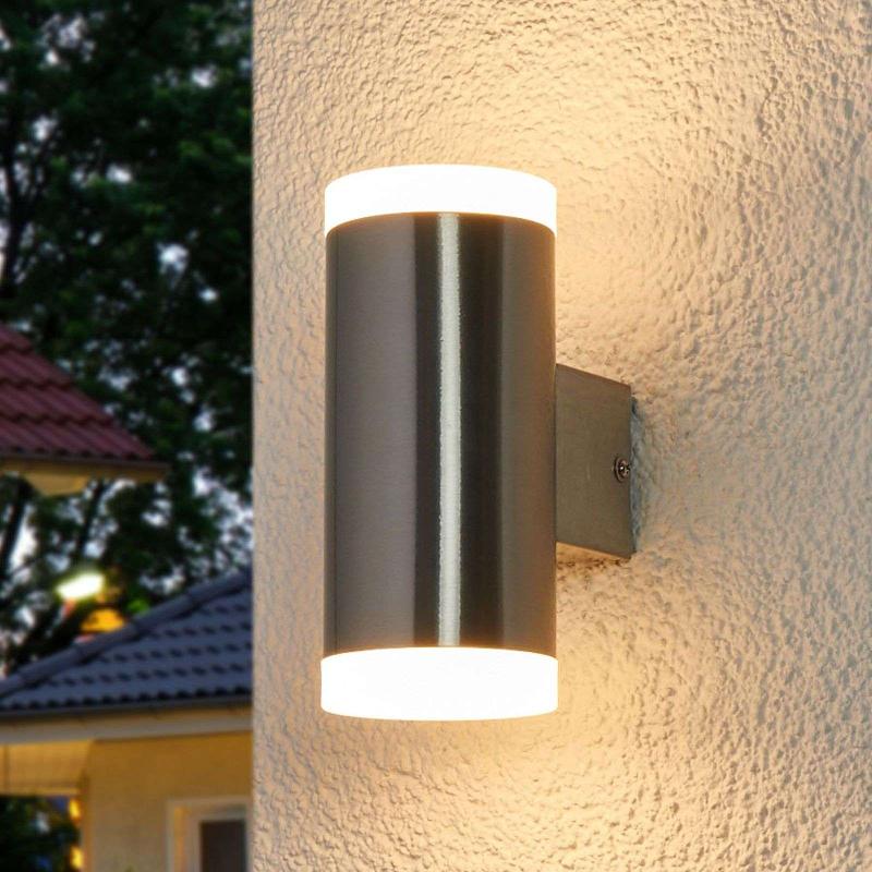 LINDBY APPLIQUE MURALE EXT. LED 2 FL. ELIANO, ACIER INOX