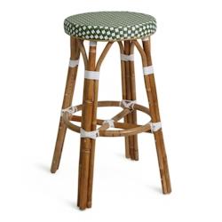 Bistromania Tabouret de bar ELYSEE - Rotin - Tressage Vert et Blanc - TE036_0