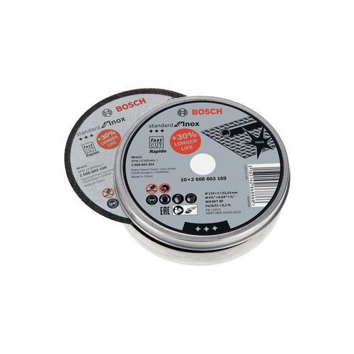 BOSCH 100 BOÎTE DE 10 DISQUES À TRONÇONNER POUR INOX STANDARD MOYEU PLAT - BOSCH