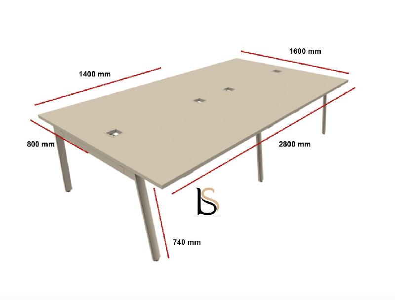 Bureau Bench 4 personnes Yan M - MDD. - Blanc, 280_1