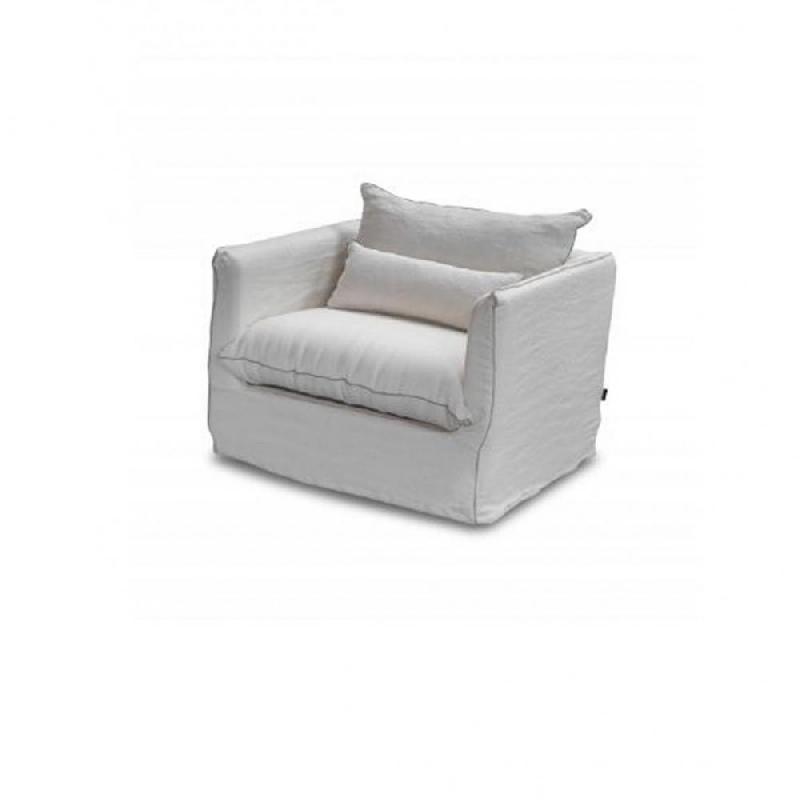 CARTAGENE - FAUTEUIL EN LIN BLANC - 80 CM_0