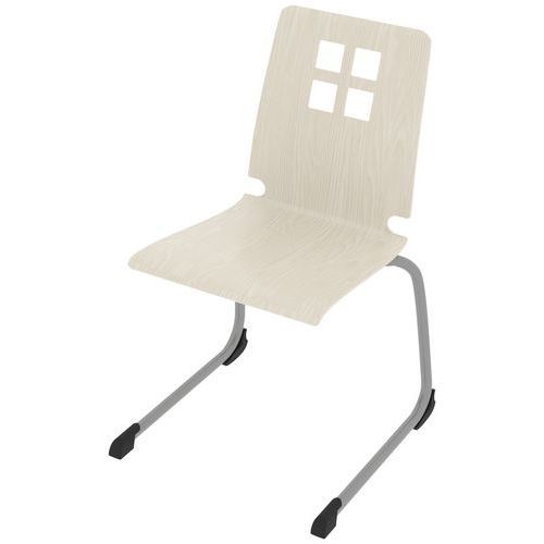 CHAISE COQUE DAMIER PIÈTEMENT LUGE ACIER - BLANC PASTEL/GRIS ARGENT - RODET