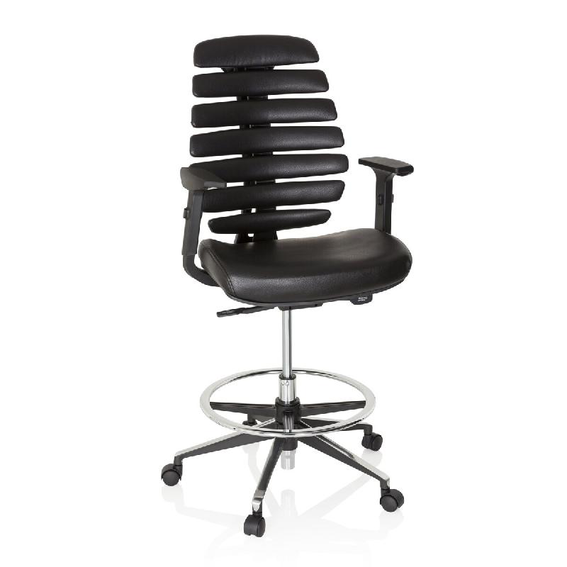 Chaise de bureau / Siège de bureau ERGO LINE II WORK cuir noir hjh OFFICE - noir cuir 714602_0