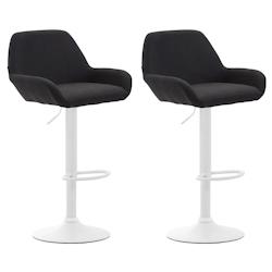 CLP Lot de 2 tabourets de bar Braga en tissu Noir /Blanc - noir textile 316068_0