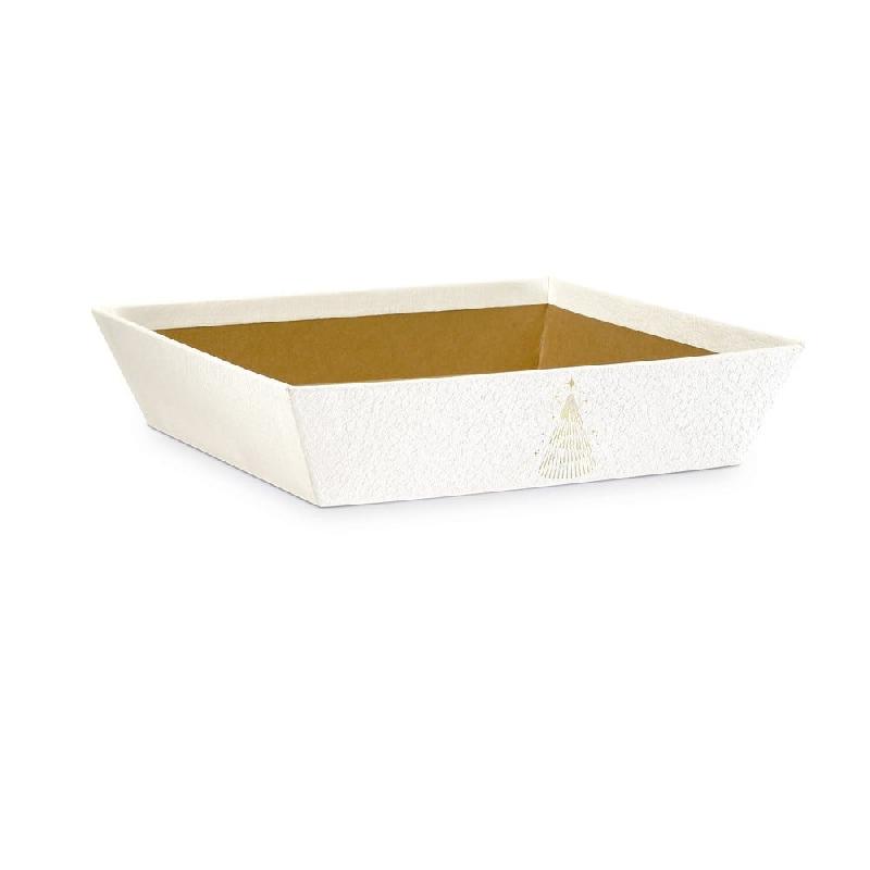 Corbeille carton texturé blanc Sapin or 33x20x7cm_0
