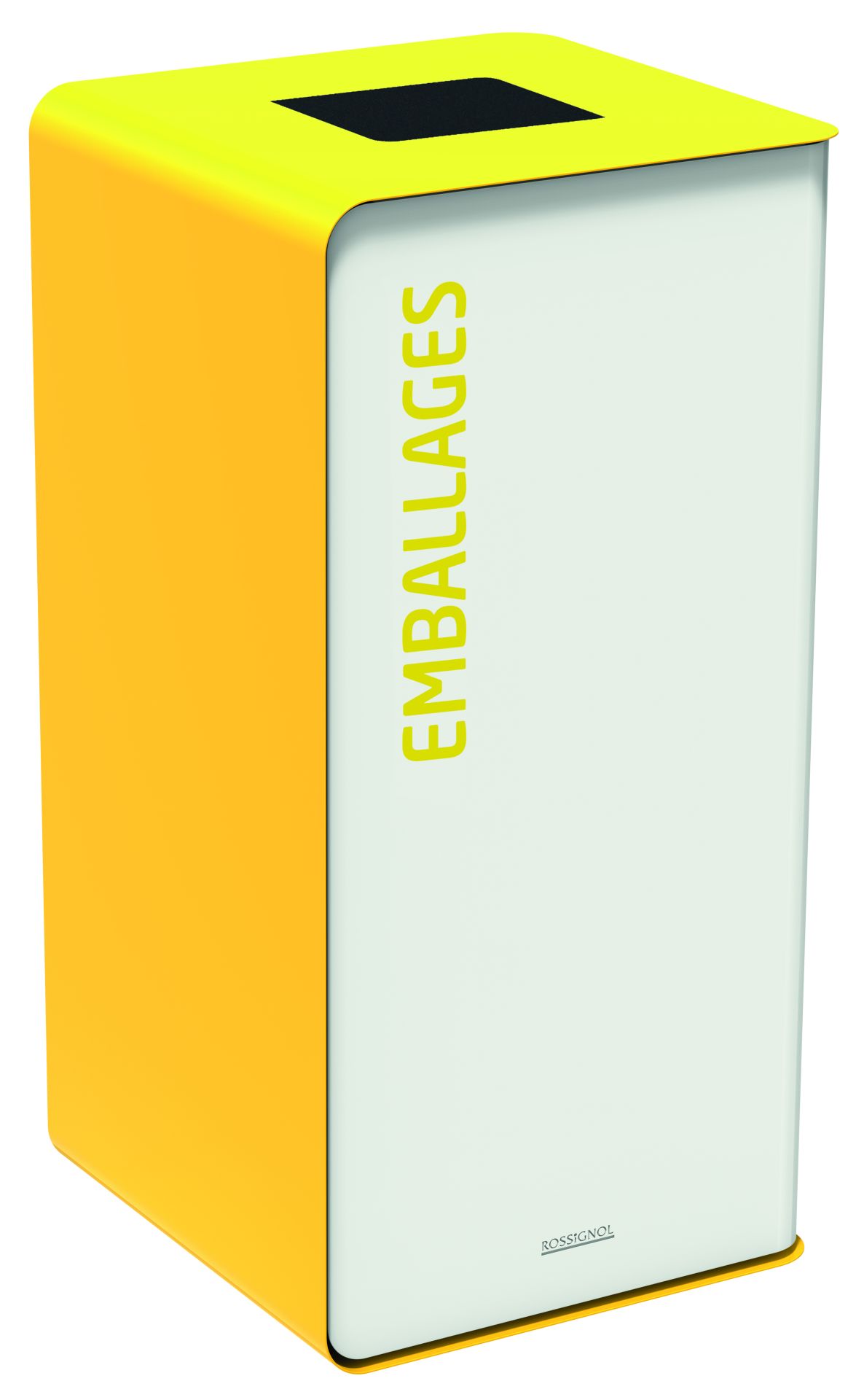 Cubatri - Borne de tri sélectif 40L en acier poudré anti-UV - emballages jaunes_0