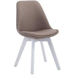 Décoshop26 - Chaise de salle à manger x1  design scandinave en tissu taupe et piètement à 4 pieds en bois blanc 10_0003317 - blanc 3000251519037_0