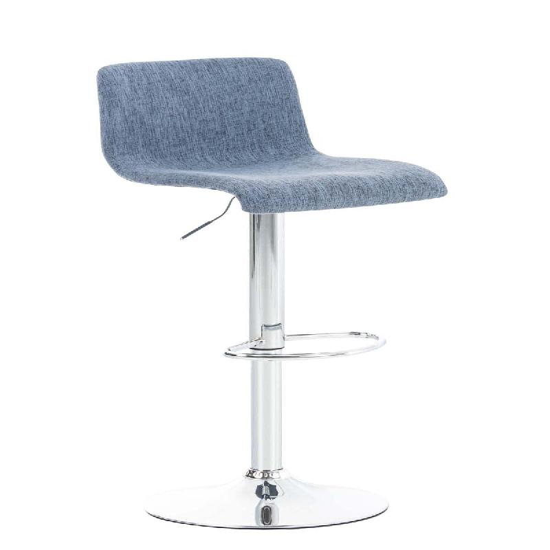 Décoshop26 - Tabouret de bar avec repose-pieds pivotant dossier incurvé en tissu bleu et métal chromé 10_0004964 - bleu métal 3000252385044_0