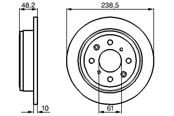 Disque de frein Bosch 0986478350 - 4 trous - Plein - Arrière - Boîte de 2_0