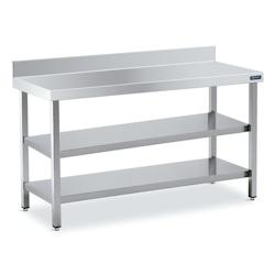 Distform Table Inox de Travail Adossée avec 2 Étagères Gamme 500 Acier inoxydable 800x500x500x850mm - 651637559616_0
