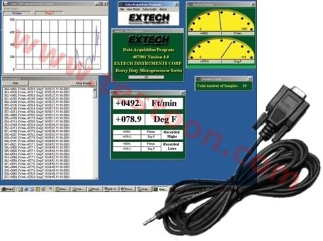 LOGICIEL PC ET CORDON RS232 POUR APPAREILS EXTECH - EXT407001