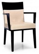 Fauteuil Moona - assise et dos rembourrés - haut du dos en bois_0