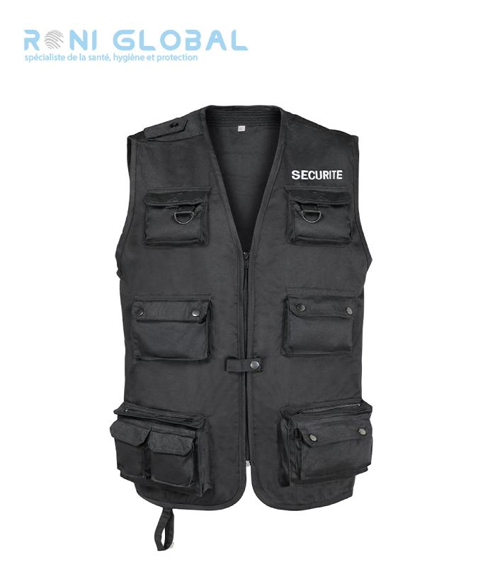 Gilet rangers sécurité en polyester/coton - City Guard - 7 poches extérieures et marquage sécurité_0