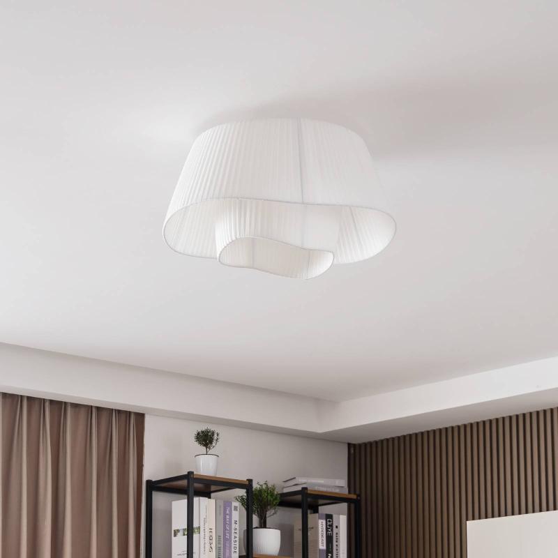 LINDBY PLAFONNIER ERYNDOR, BLANC, TEXTILE, Ø 47 CM, E27