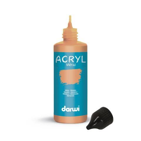 LOT DE 5 - DARWI FLACON DE 80 ML DE PEINTURE ACRYLIQUE UNIVERSELLE MÉTALLIQUE - BRONZE