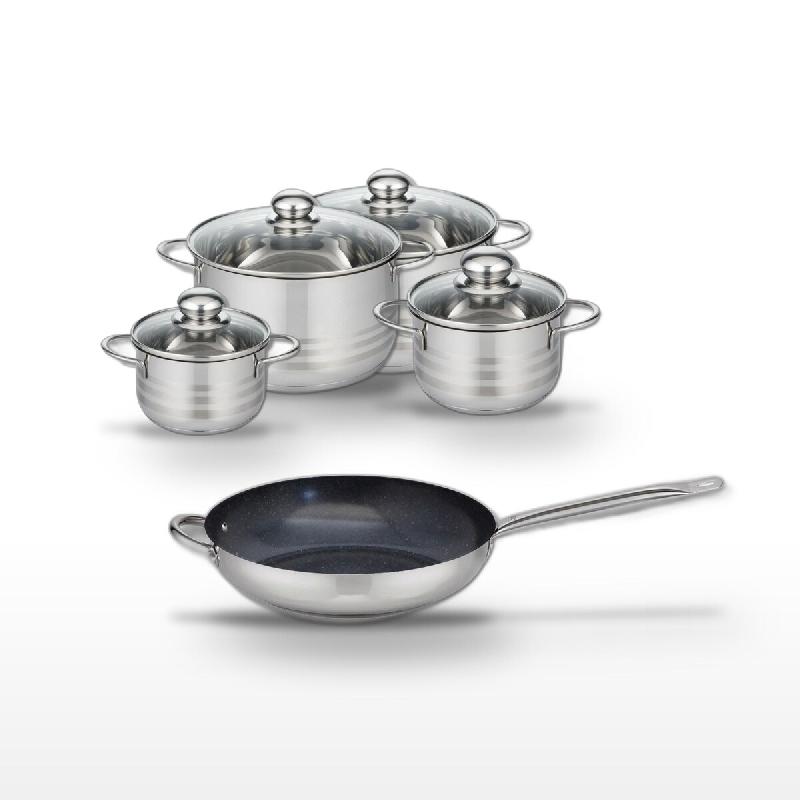 Lot Poêle 32cm & 4 Faitouts Elo Profi Therm Platinum - gris inox 3176239989670_0