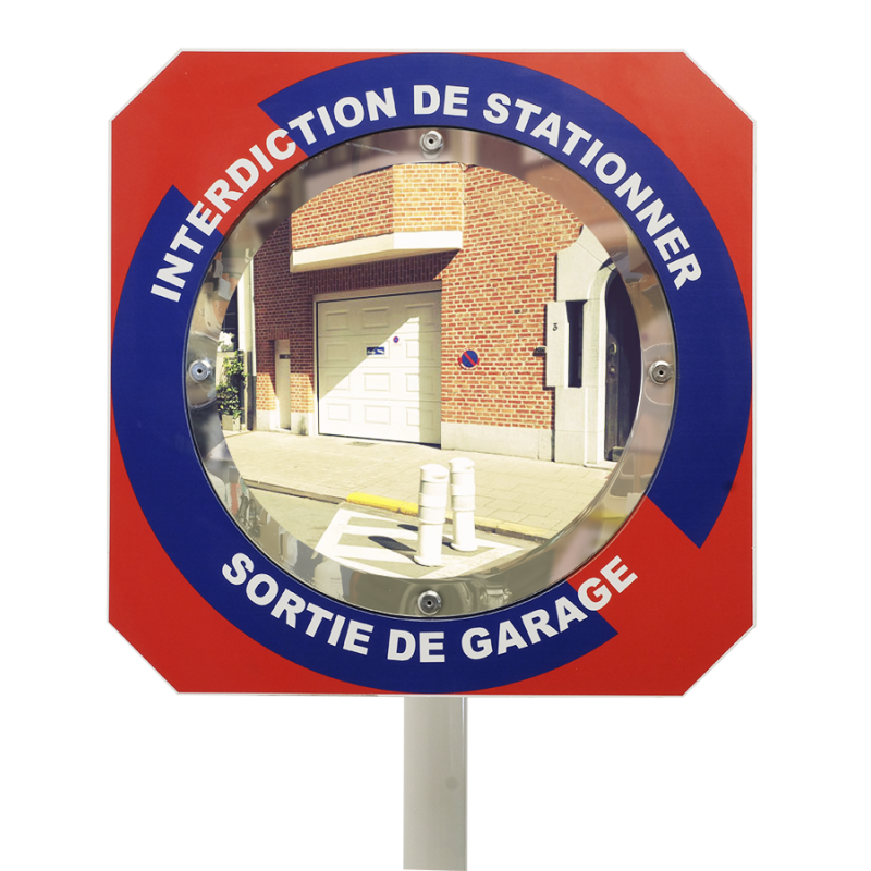 Miroir pour sortie de garage sur cadre « Interdiction de stationner » - Gamme Citymir - Garantie 3 ans_0
