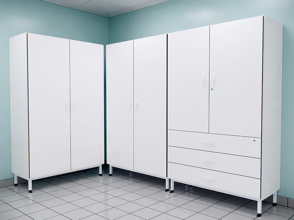 Mobilier armoire haute de laboratoire en mélaminé CTBH blanc - Possémé_0
