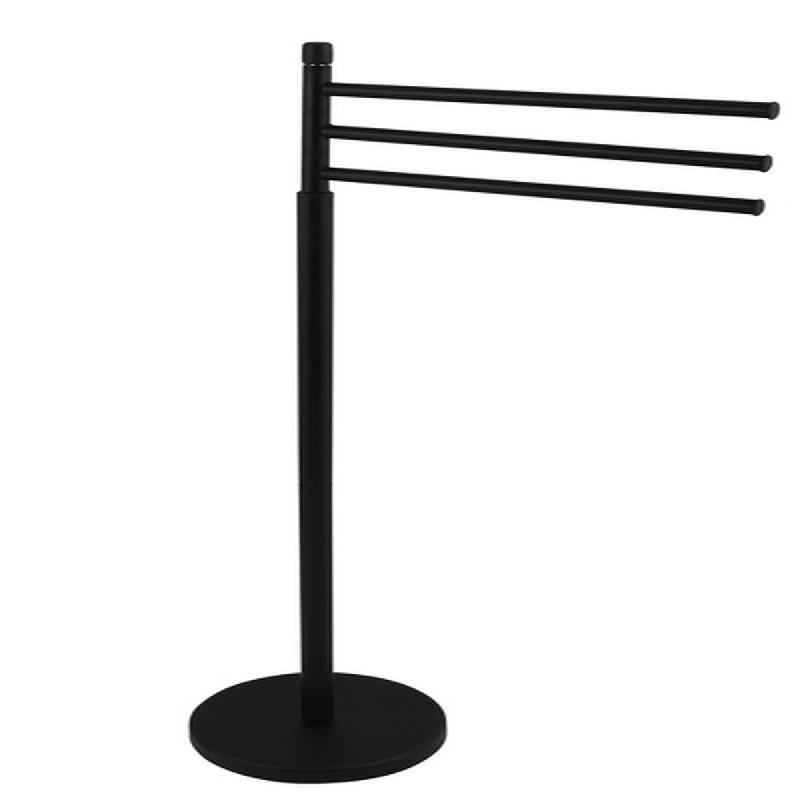 MSV - Porte-serviettes à 3 bras noir mat Ella 47,5 x 47,5 x 88,5 cm - noir inox 142745_0