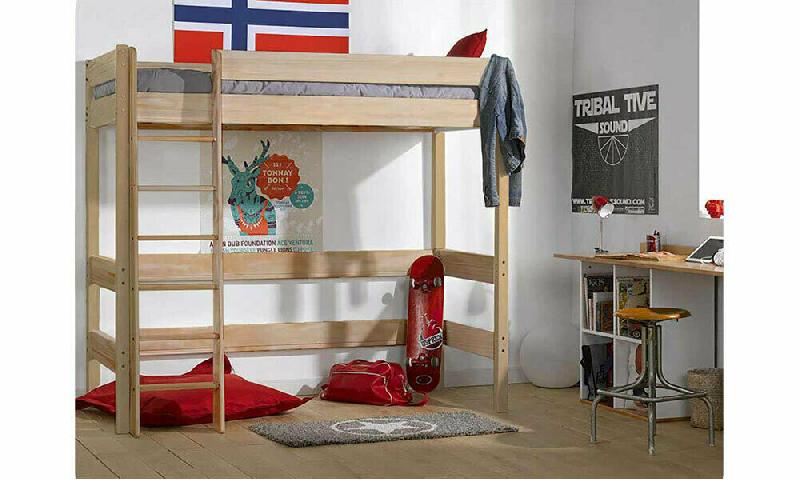 PACK LIT MEZZANINE DOUGLAS + MATELAS  BOIS NATUREL 90X190 CM/OPT:MATELAS FEEVAH HR