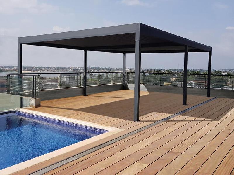 Pergola Bioclimatique Aluminium H3 AUTO-PORTÉE Lames Orientables Parallèles Électrique (Moteurs Double Vérins) Sur Mesure Référence: Bioclimatique H3 ilot_0