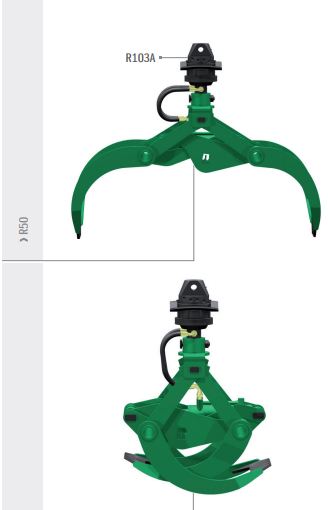 Pinces hydrauliques pour grues et mini-pelles R50/500 Rozzi - charge de troncs, branches et poutres_0