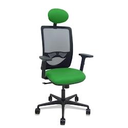 Piqueras y Crespo Silla Zulema sincro malla negra asiento bali verde brazos 2D ruedas 65mm cabecero - vert multi-matériau 390SM840B15B2DB68R65C_0