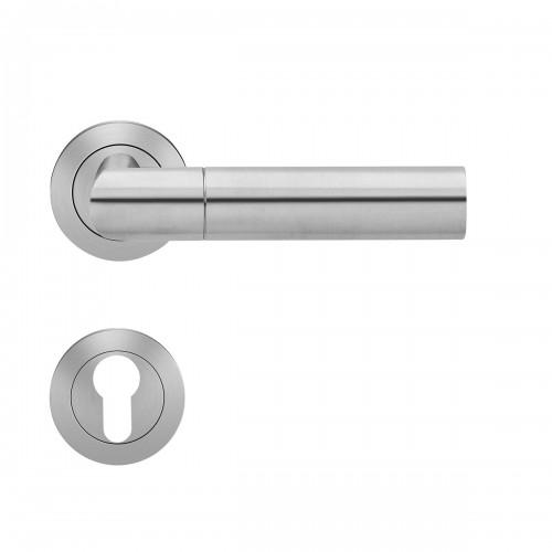 POIGNÉES DE PORTE SUR MINI-ROSACES CARRÉES ER 46QM SEATTLE - SATINÉ - CLÉ I KARCHER DESIGN